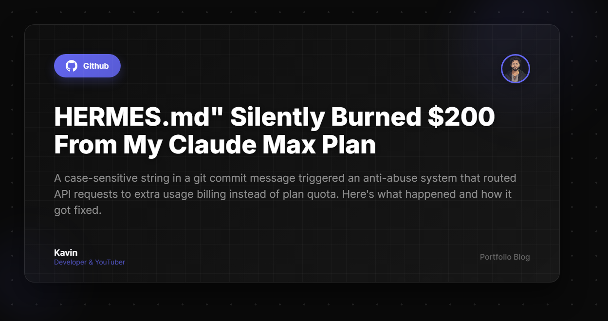 "HERMES.md" Silently Burned $200 From My Claude Max Plan